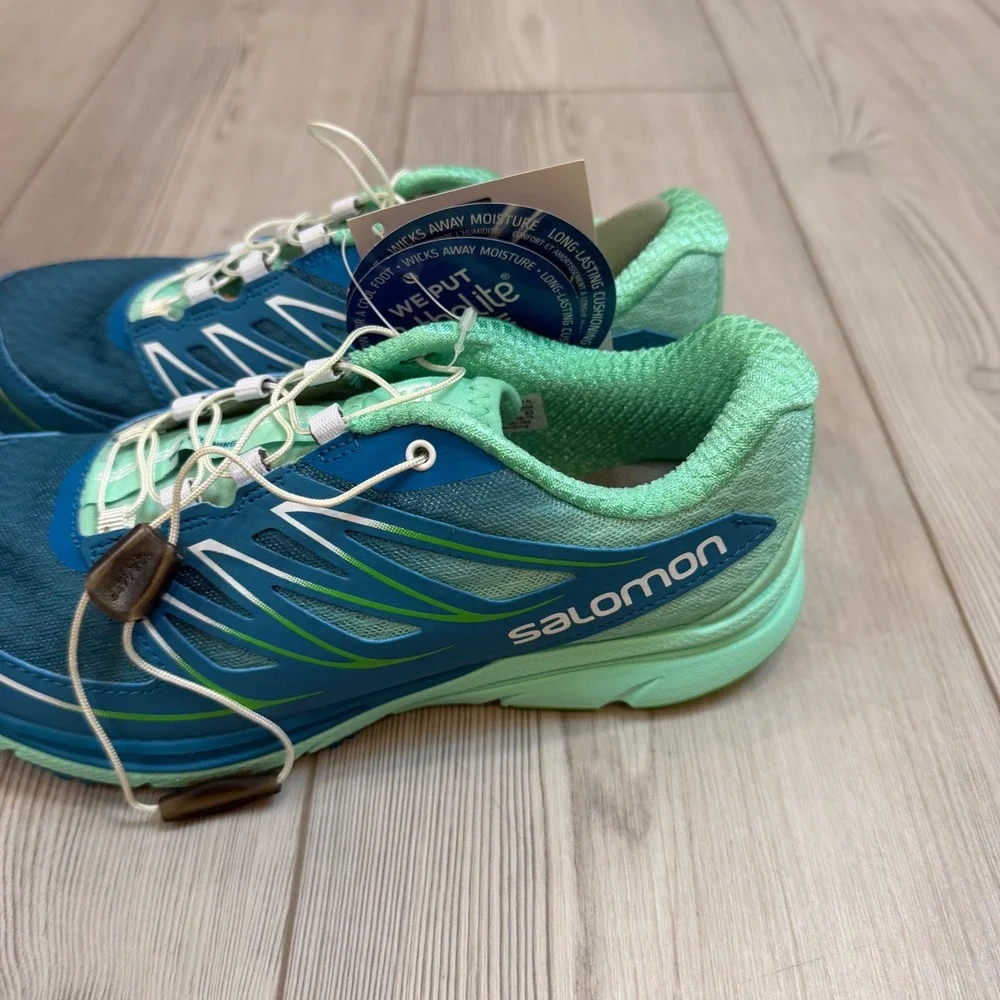 Salomon Sense Mantra 3 W Fog Blue Green Trail Running Shoes 381582 Womens 6 NEW